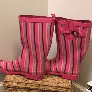Capelli New York Pink Stripe Rain Boots